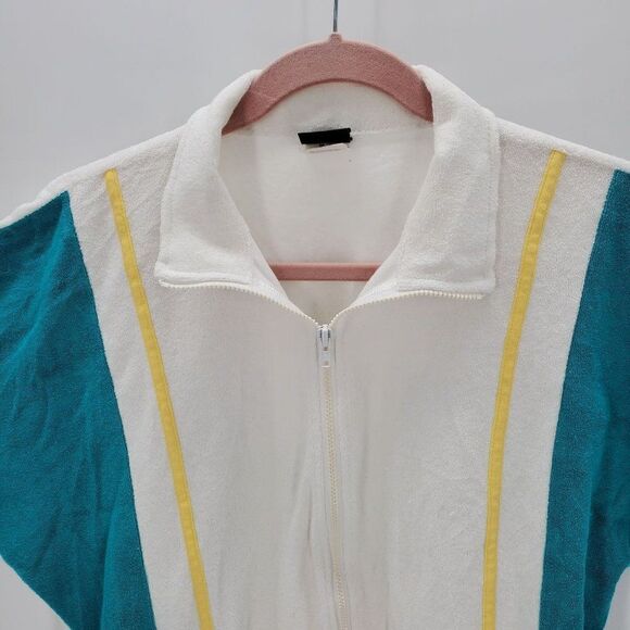 Vintage Jantzen Mens Cabana Jacket Short Sleeve Zip Terry Color Block Size M - Picture 2 of 8